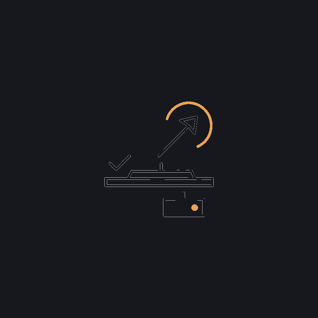 tiny line icon, arrow launching from platform, deploy concept