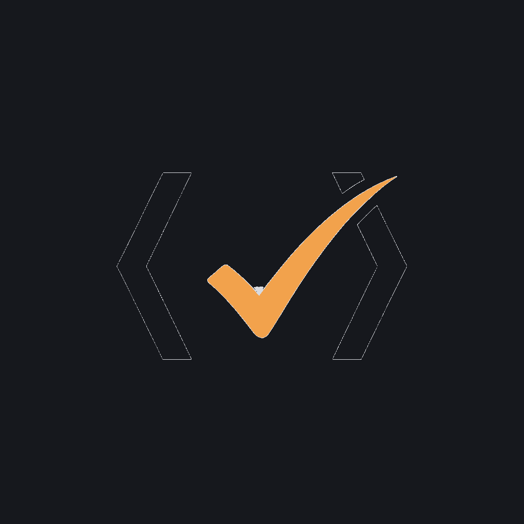 tiny line icon, code bracket with checkmark, dev/test concept