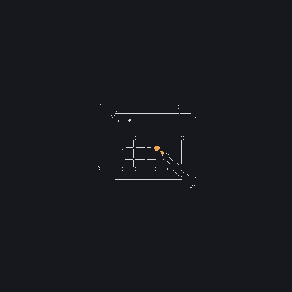 tiny line icon, wireframe screens with stylus, design concept