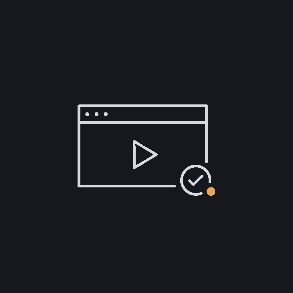 minimal line icon of a terminal prompt with a play arrow, representing a live production scenario being run