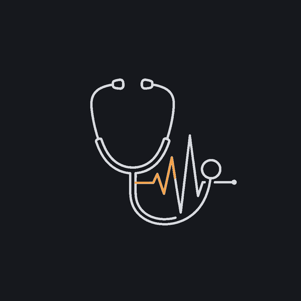 minimal line icon of a stethoscope merging into a data waveform, diagnostic-signal concept