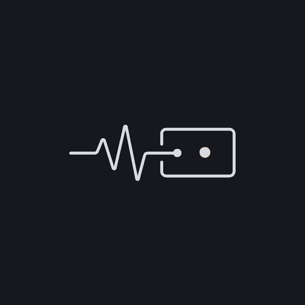 minimal line icon of a vitals waveform feeding into a live dashboard tile, continuous-monitoring concept