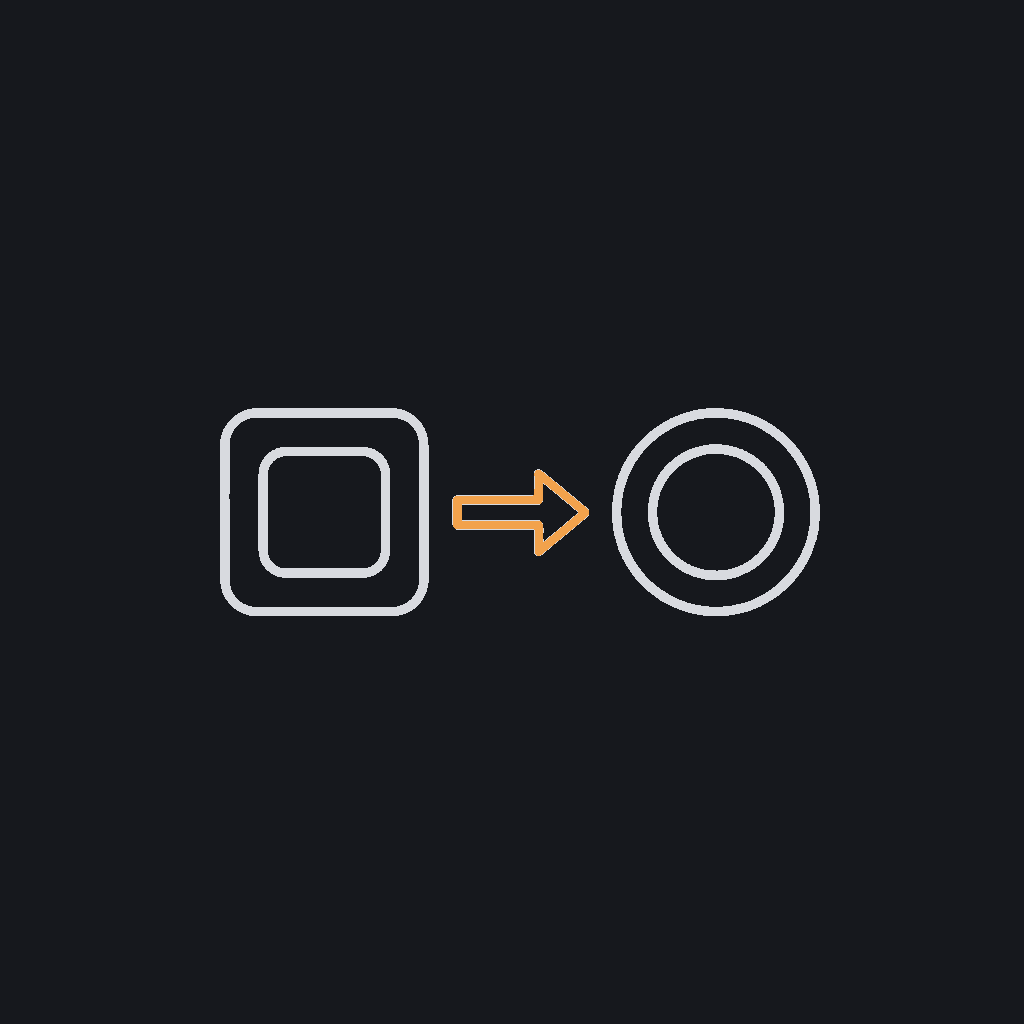 minimal line icon of two task nodes joined by an automated arrow, workflow-automation concept