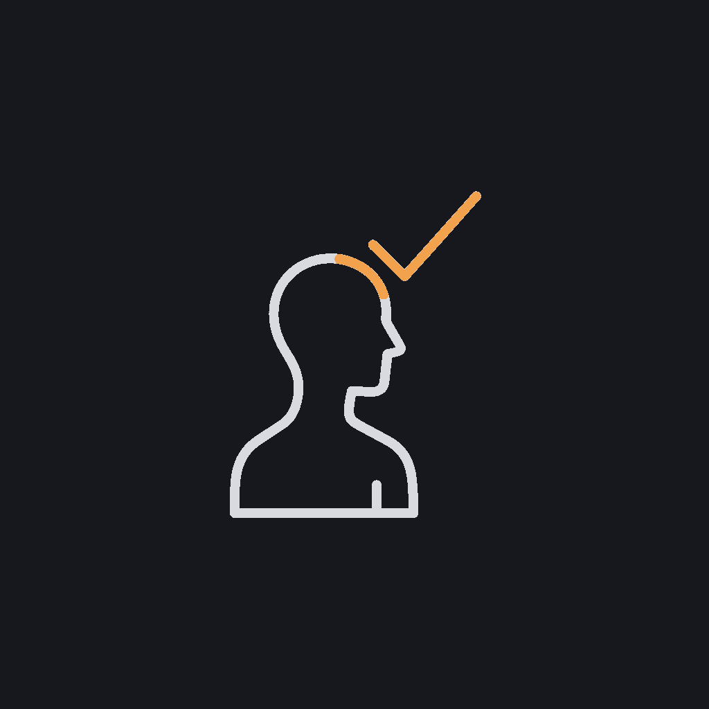 minimal line icon of a person silhouette with an upward-trending checkmark, usage-adoption concept