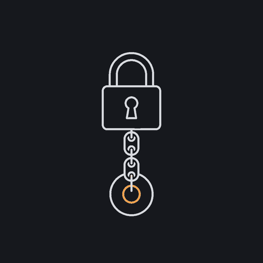 minimal line icon of a closed padlock with a chain, vendor-lock-in concept