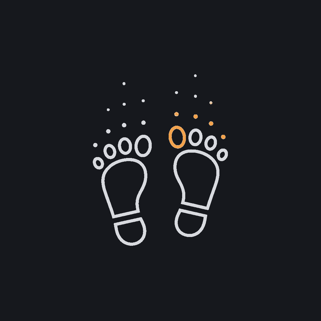 minimal line icon of footprints fading out, vendor-disappearing concept