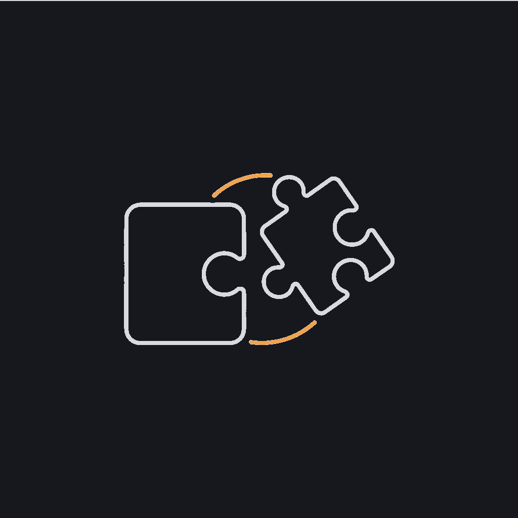 minimal line icon of two disconnected puzzle pieces, unfinished-pilot concept