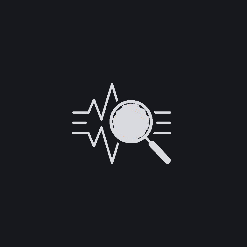 tiny line icon, magnifying glass over a waveform
