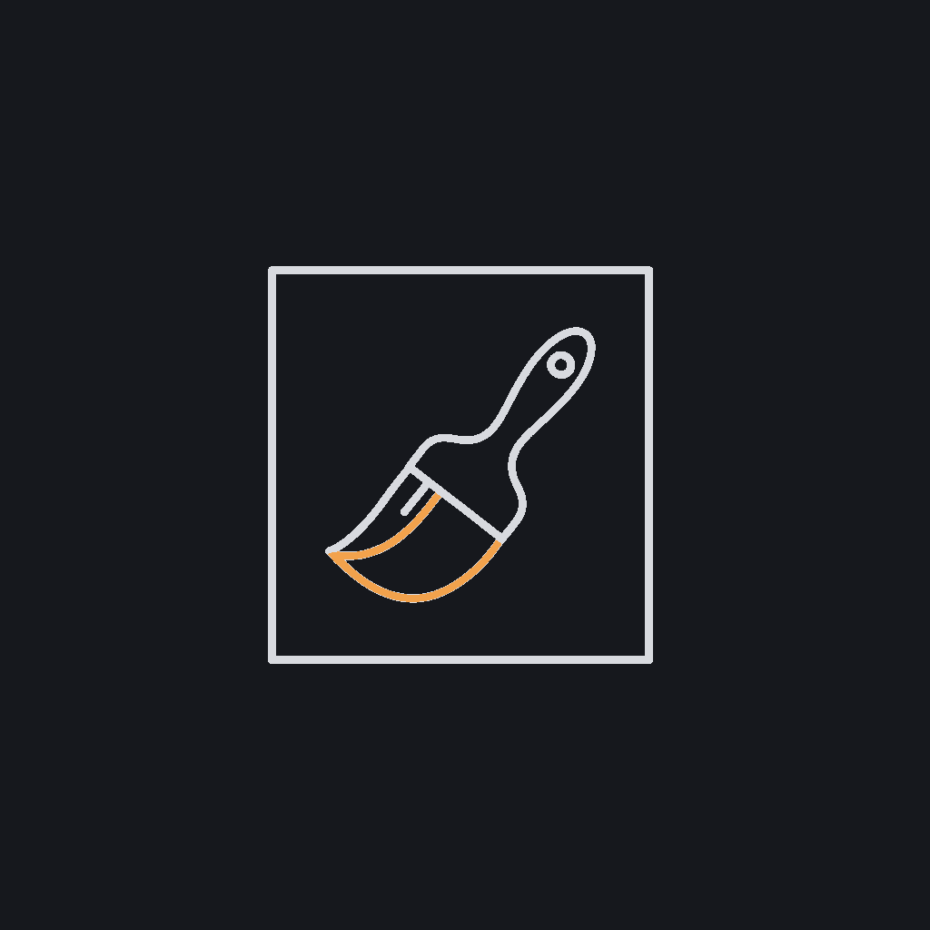 tiny line icon, paintbrush stroke inside a bounding frame