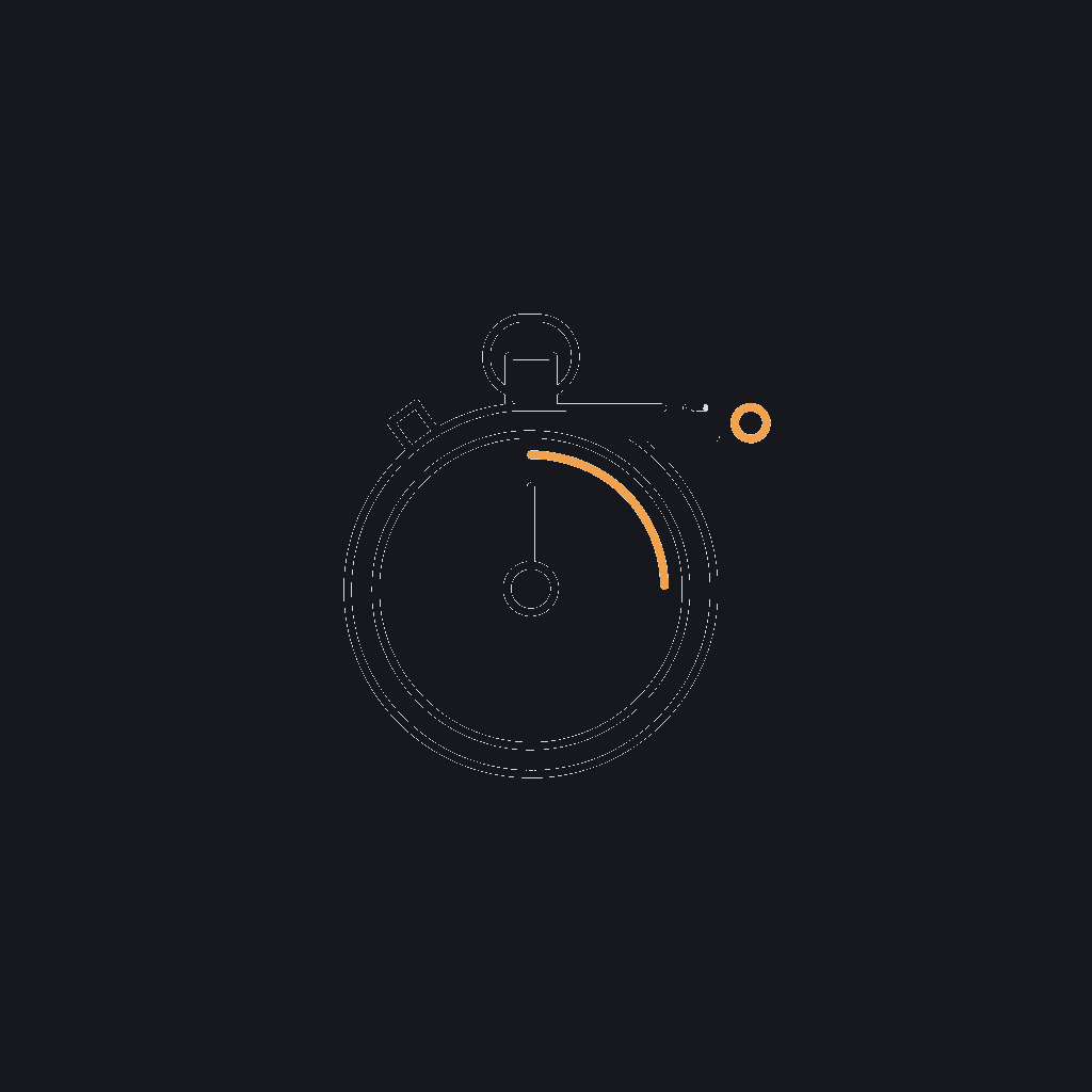 minimal line icon of a stopwatch with a short motion trail, concept: delivery speed
