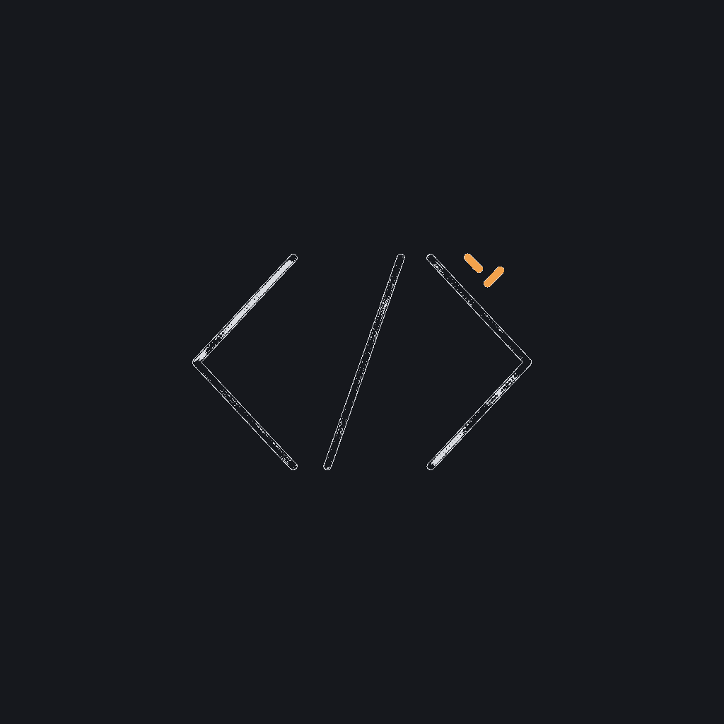 minimal line icon of angle brackets (</>) with a small spark accent mark, monochrome, AI-native engineering concept