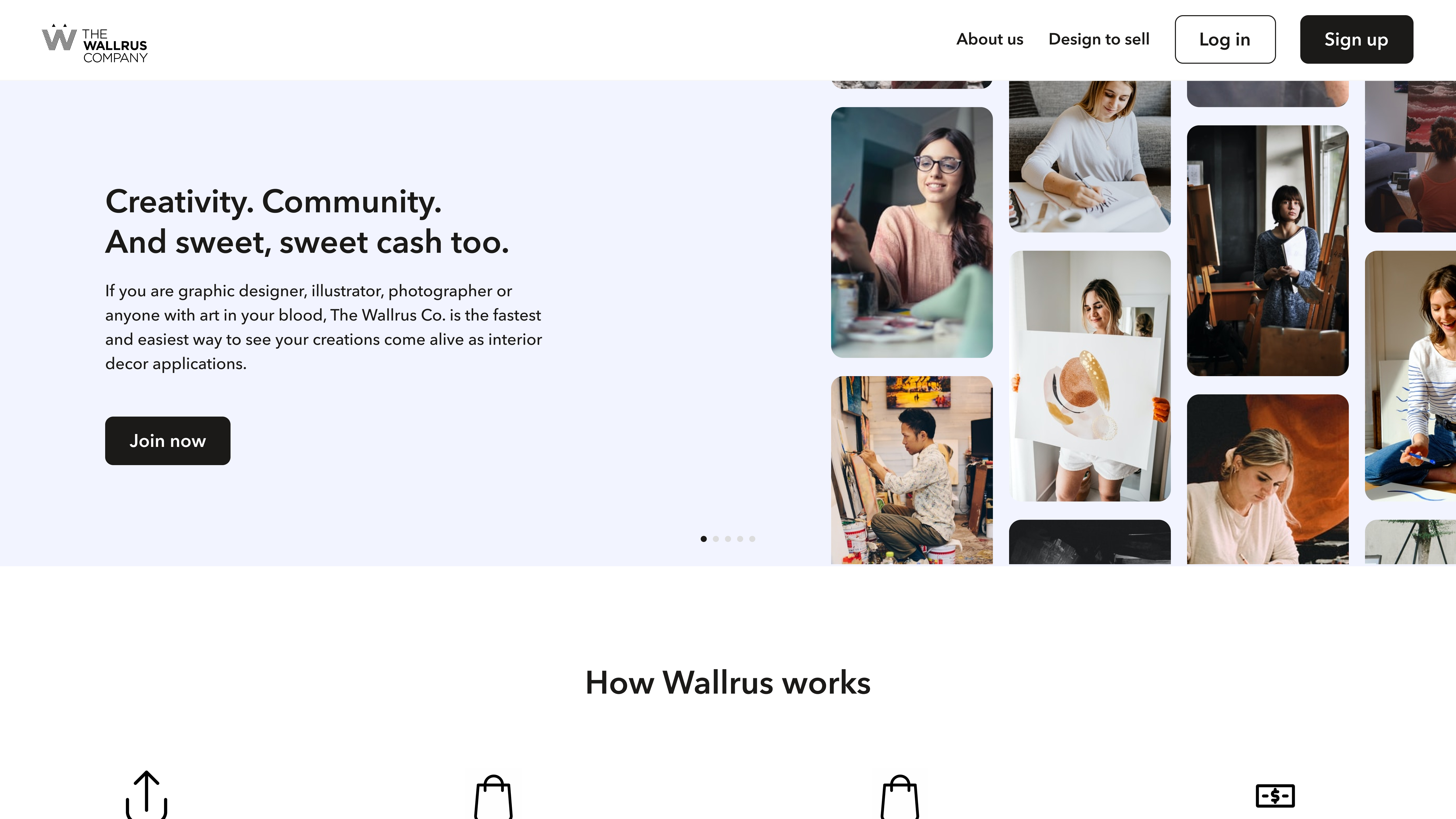 Wallrus Company homepage, top of page