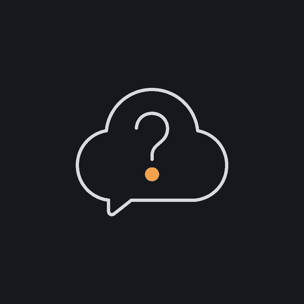 minimal line icon of a question mark inside a chat bubble, single-weight stroke matching the nav mark, support/clarity concept